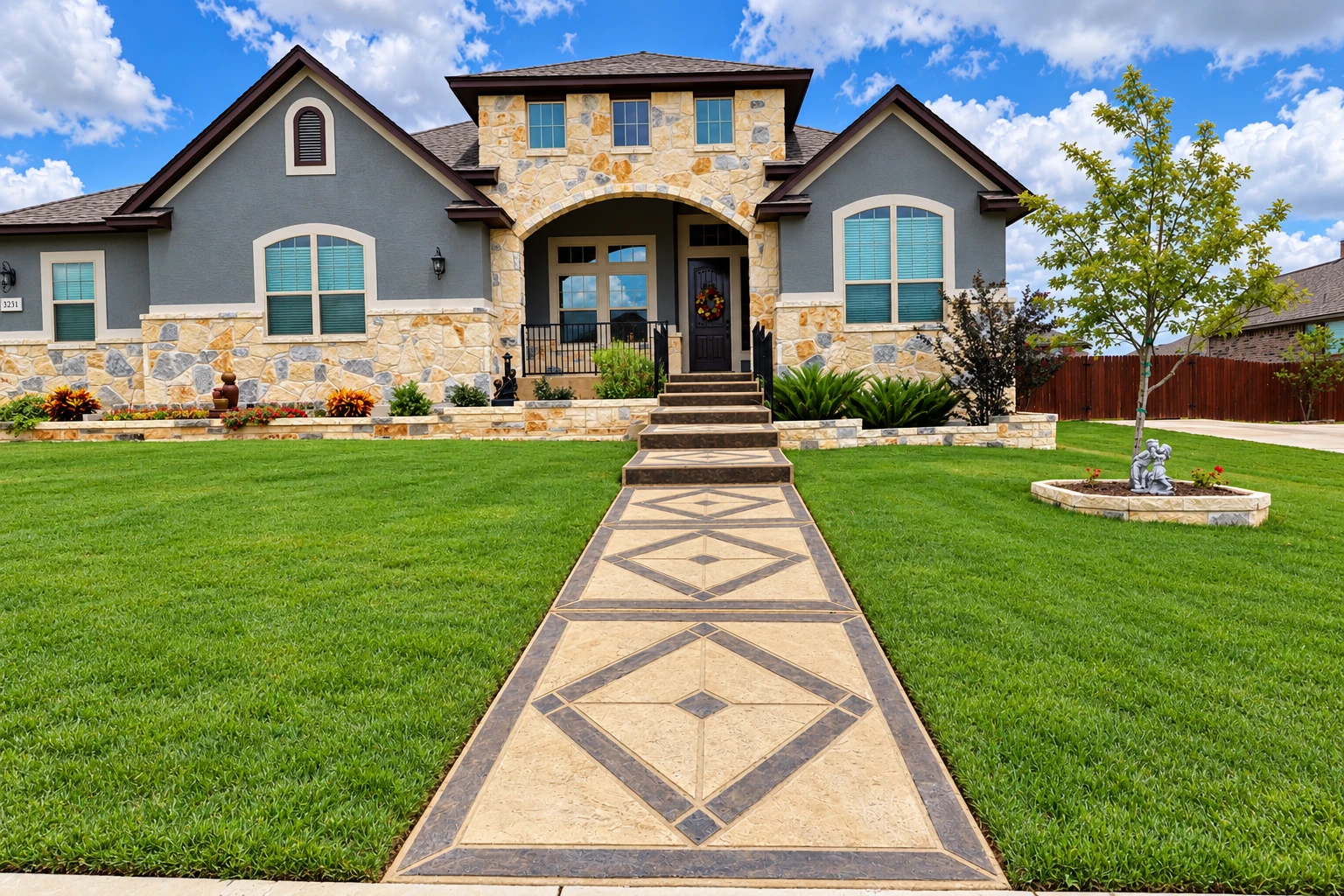 Decorative concrete entryway